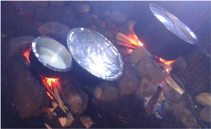 Lunch cooking in one of the traditional cookhouses 