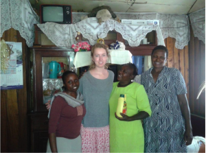 Photo: From right Mary (Upendo translator), Judith (a hilarious Upendo Women’s Group member), Michaela and I. 